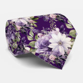 紫とエレガント白のフローラのネックタイ ネクタイ (ロール)