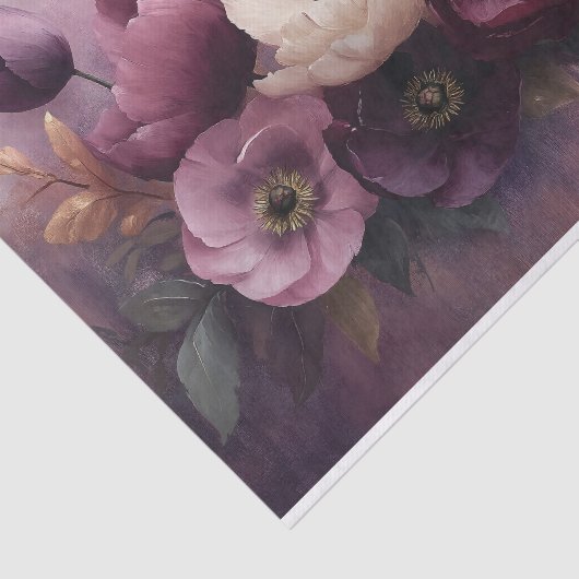 紫とエレガント白のフローラブーケ 薄葉紙 (詳細)