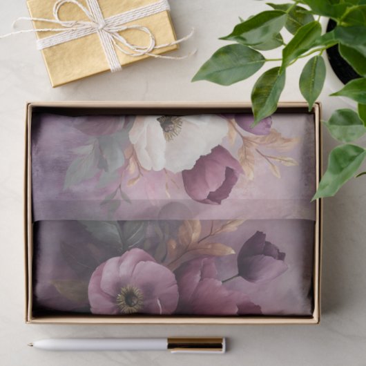 紫とエレガント白のフローラブーケ 薄葉紙 (ギフト)