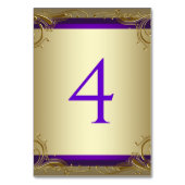 紫とエレガント金ゴールドのテーブル番号 テーブルナンバー (裏面)