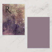 紫とエレガント金ゴールドの水彩耳飾りディスプレイ 名刺 (正面/裏面)