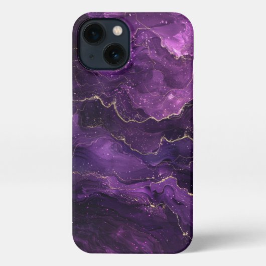 紫とエレガント金ゴールドの電話ケース女の子 iPhoneケース (裏面)