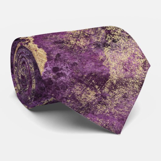 紫とエレガント金ゴールドインク特別の機会メンズ ネクタイ (ロール)