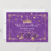紫とエレガント金ゴールドキンセアニラ写真誕生日 サンキューカード (裏面)