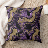 紫とエレガント金ゴールドグリッター瑪瑙パターン クッション (ブランケット)