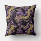 紫とエレガント金ゴールドグリッター瑪瑙パターン クッション (裏面)