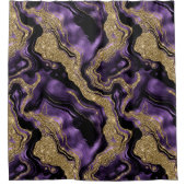 紫とエレガント金ゴールドグリッター瑪瑙パターン シャワーカーテン (正面)