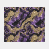 紫とエレガント金ゴールドグリッター瑪瑙パターン フリースブランケット (正面(横))