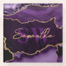 紫とエレガント金ゴールドフェイクグリッター大理石瑪瑙