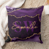 紫とエレガント金ゴールドフェイクグリッター大理石瑪瑙 クッション (ブランケット)