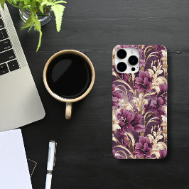 紫とエレガント金ゴールドランフローラ Case-Mate iPhone 14 PRO MAXケース