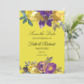 紫とエレガント金ゴールド秋の結婚式日付の保存 セーブザデート (スタンド正面)