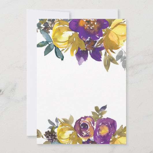 紫とエレガント金ゴールド秋の結婚式日付の保存 セーブザデート (裏面)