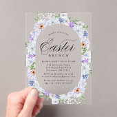 紫とエレガント青のフローライースターブランチ アクリル招待状 (インサイチュ (ポータブル))