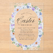 紫とエレガント青のフローライースターブランチ アクリル招待状 (正面)