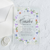 紫とエレガント青のフローライースターブランチ アクリル招待状