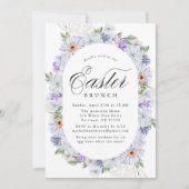 紫とエレガント青のフローライースターブランチ 招待状 (正面)