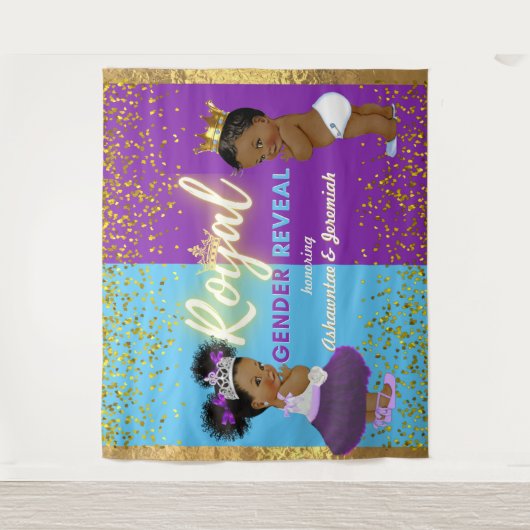 紫とエレガント青を明らかに王室のするアフリカの性別 タペストリー (正面)