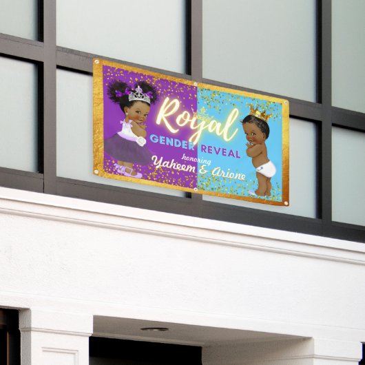 紫とエレガント青を明らかに王室のするアフリカの性別 横断幕 (ビルの外側)