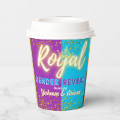紫とエレガント青を王室の明らかにするジェンダー 紙コップ (裏面)