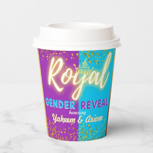 紫とエレガント青を王室の明らかにするジェンダー 紙コップ (裏面)