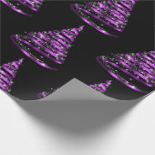 紫とエレガント黒のリボンツリークリスマス ラッピングペーパー (角)