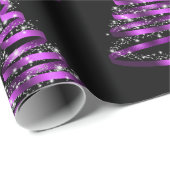 紫とエレガント黒のリボンツリークリスマス ラッピングペーパー (ロールコーナー)