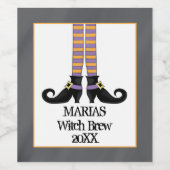 紫とオレンジでウィムシーのウィッチシューズストライプ勝ち ワインラベル (シングルラベル)