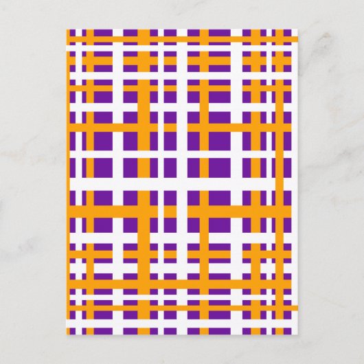 紫とオレンジのインターロックストライプ ポストカード (正面)