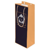 紫とオレンジのカスタム画像とロゴのサンキューバッグ ワインギフトバッグ (裏面アングル)