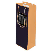 紫とオレンジのカスタム画像とロゴのサンキューバッグ ワインギフトバッグ (正面アングル)