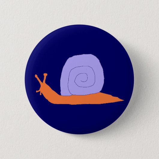 紫とオレンジのカタツムリのピン 缶バッジ (正面)