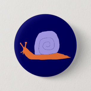 紫とオレンジのカタツムリのピン 缶バッジ