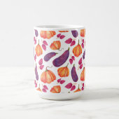 紫とオレンジのカボチャとナス コーヒーマグカップ (中央)