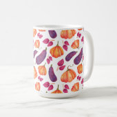 紫とオレンジのカボチャとナス コーヒーマグカップ (正面右)