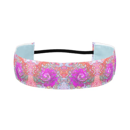 紫とオレンジのグルーヴィ抽象芸術レトロ旋回 アスレチックヘッドバンド (正面)