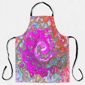 紫とオレンジのグルーヴィ抽象芸術レトロ旋回 エプロン (正面)