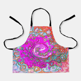 紫とオレンジのグルーヴィ抽象芸術レトロ旋回 エプロン