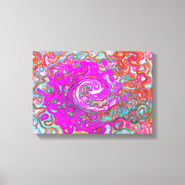 紫とオレンジのグルーヴィ抽象芸術レトロ旋回 キャンバスプリント