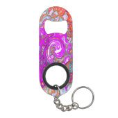 紫とオレンジのグルーヴィ抽象芸術レトロ旋回 キーホルダー栓抜き (裏面)