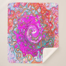 紫とオレンジのグルーヴィ抽象芸術レトロ旋回 シェルパブランケット