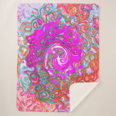 紫とオレンジのグルーヴィ抽象芸術レトロ旋回 シェルパブランケット (正面)