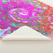 紫とオレンジのグルーヴィ抽象芸術レトロ旋回 シェルパブランケット (3/4)