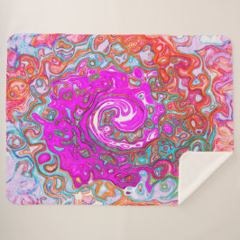 紫とオレンジのグルーヴィ抽象芸術レトロ旋回 シェルパブランケット