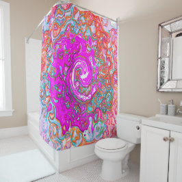 紫とオレンジのグルーヴィ抽象芸術レトロ旋回 シャワーカーテン