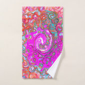 紫とオレンジのグルーヴィ抽象芸術レトロ旋回 バスタオルセット (ハンドタオル)