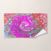 紫とオレンジのグルーヴィ抽象芸術レトロ旋回 バスタオルセット (ハンドタオル)