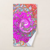 紫とオレンジのグルーヴィ抽象芸術レトロ旋回 バスタオルセット (ハンドタオル)