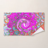 紫とオレンジのグルーヴィ抽象芸術レトロ旋回 バスタオルセット (ハンドタオル)