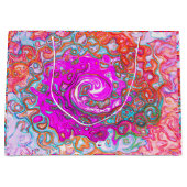 紫とオレンジのグルーヴィ抽象芸術レトロ旋回 ラージペーパーバッグ (正面)